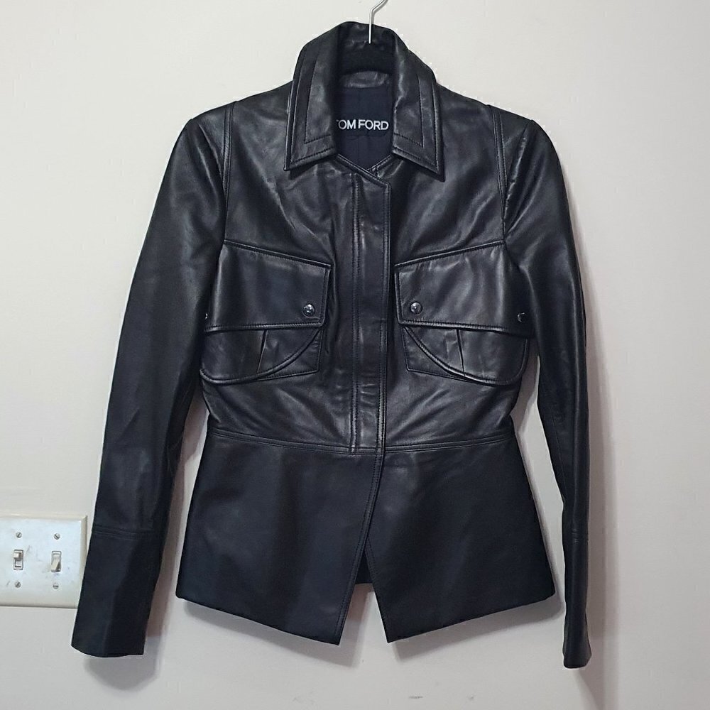Tom Ford Peplum Leather Moto Jacket